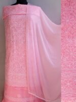 Pink-Peach cotton Chikankari Dress-material