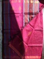 Magenta and Brown Mulberry Dupion Silk Saree - Image 4