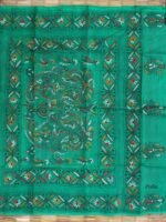 Pink and Green Kanthawork Silk Saree - Image 2