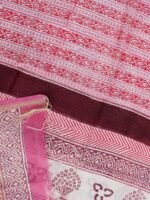 Pink and White Block-Print Chanderi Dupatta - Image 2