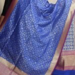 Pink and Blue Zari work Banarasi Dupatta