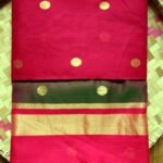Chanderi Pink and Green Zariwork Sari
