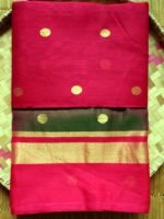 Chanderi Pink and Green Zariwork Sari