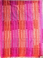 Pink and Orange Kanthawork Tussar silk Fabric - Image 2