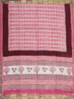 Pink and White Block-Print Chanderi Dupatta - Image 3