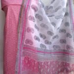 Pink and White Kota Dupatta Cotton Kurta
