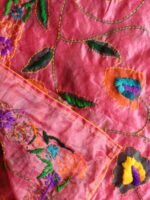 Pink Block-printed Chanderi Embroidered Dupatta - Image 3