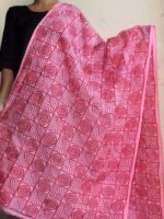 Pink Block-Printed Kantha Embroidered Silk Dupatta