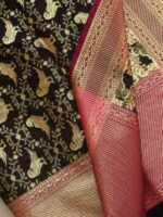 Bird motif, Black Banarasi dupatta - Image 2