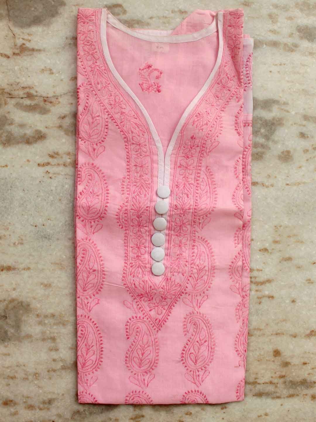 Pink-chikankari-cotton-ladies-kurta-.jpg Chikankari embroidered Pink ladies Kurta - Image 1