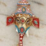 Pink Mukut Enamelled brass Ganesha