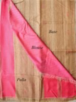 Pink eri silk palla, Beige katiya-Tussar-silk Sari - Image 3