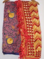 RosePatch Pink, zig-zag Yellow Phulkari Dupatta