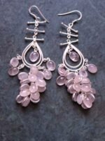 Rose Quartz Pure Silver chandelier Earrings - Image 3