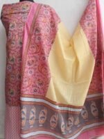 Pink, Yellow, White Sanganeri cotton Dress-material - Image 2