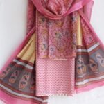 Pink, Yellow, White Sanganeri cotton Dress-material