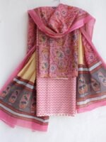 Pink, Yellow, White Sanganeri cotton Dress-material