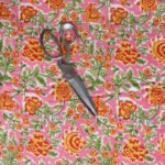 Pink, Yellow, Green Sanganeri Print cotton fabric