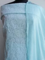 Powder Blue cotton Chikankari Dress-Material - Image 2