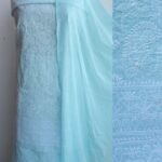 Powder Blue cotton Chikankari Dress-Material