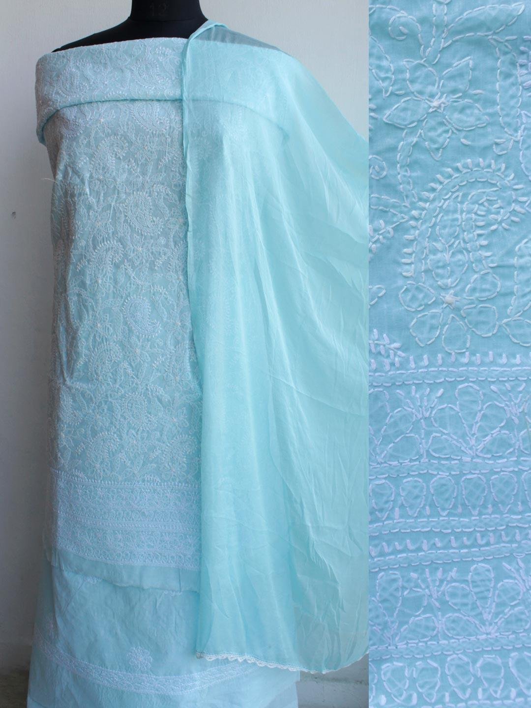 Powder-Blue-jaal-chikankari-cotton-dress-material.jpg Powder Blue cotton Chikankari Dress-Material - Image 1