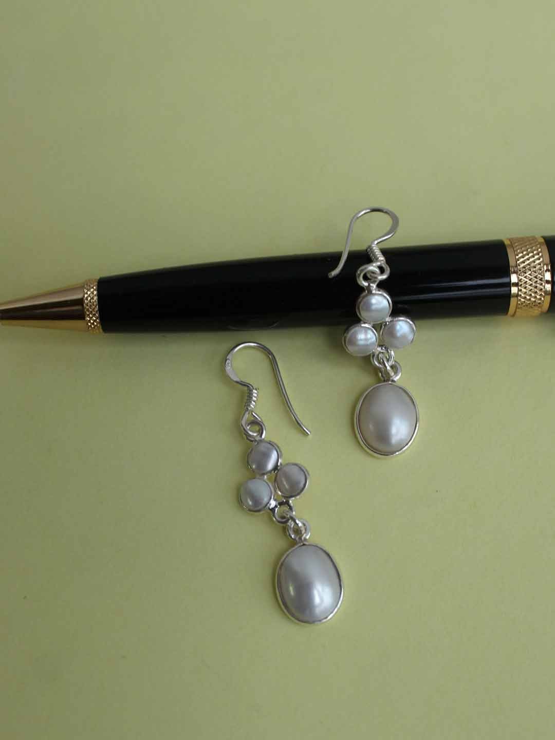 Pure-silver-and-pearl-earrings.jpg Pure Silver and Pearl Earrings - Image 1