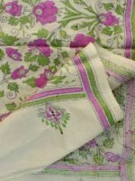 Purple Roses Nakshi Kantha Tassar silk Dupatta - Image 2