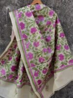 Purple Roses Nakshi Kantha Tassar silk Dupatta