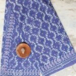 Purple and Pink Block-Print mul-cotton Sari