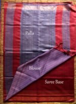 Zari border, Purple and Red Silk-Cotton Sari - Image 3