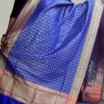 Purple Border, Blue Banarasi Dupatta