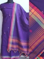 Purple Mirrorwork cotton Bhujodi Dress-material