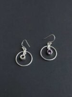 Purple stone, Circular, pure silver Earrings - Image 2