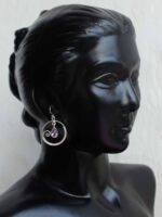 Purple stone, hoop Real Silver Earrings - Image 3