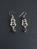 Purple stone, Long Silver Earrings - Image 2