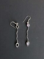 Purple stone, Long, silver dangle Earrings - Image 2