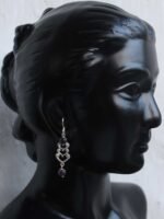 Purple stone, Long Silver Earrings - Image 3