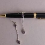 Purple stone, Long, silver dangle Earrings