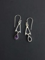 Purple stone, small, real silver Earrings - Image 2