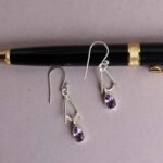 Purple stone, small, real silver Earrings