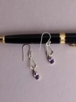 Purple stone, small, real silver Earrings