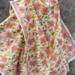 Yellow and Purple Flowers Nakshi Kantha Tassar Dupatta
