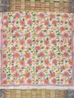 Yellow and Purple Flowers Nakshi Kantha Tassar Dupatta - Image 2