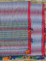 Red, black, white stripes Bhujodi cotton Dupatta - Image 2
