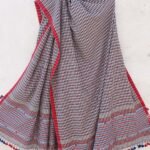 Red, Blue, White Checked Bhujodi cotton Dupatta