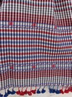Red, Blue, White Checked Bhujodi cotton Dupatta - Image 3