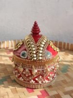 Red Crystal and Beads wooden small Sinhora - Image 2