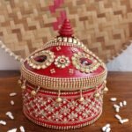 Red crystal Lace Big wooden Sindur-box