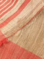 Red Border, Beige Ghicha Tussar silk Sari - Image 3