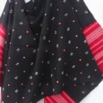 Red and Black Bhujodi Bandhej Woolen Shawl